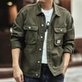 thumbnail image 4 of uublik Mens Classic Lapel Jean Jacket Casual Trucker Cowboy Coat Pocket Casual Front Denim Men Jackets Green, 4 of 6