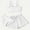 White, variant on Girls 3 Piece Bikini Sets Cute Ruffle Pleated Solid Swimsuits with Bottoms & Drawstring Cover-Up Shorts Adjustable Straps Bathing Suit