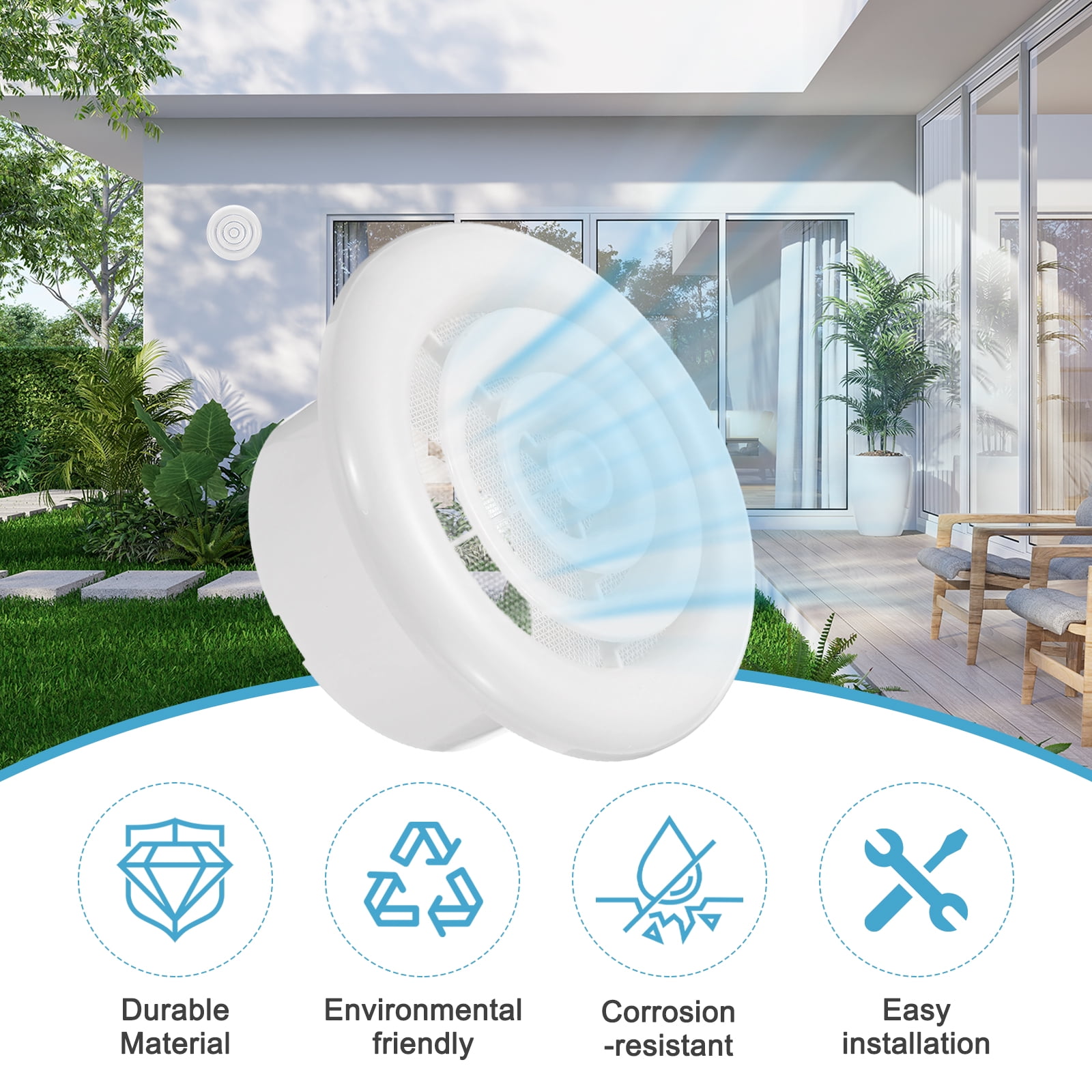 Uxcell 6 Inch Round Air Vent Cover, ABS Louver Air Diffuser Ceiling Vent Covers, White