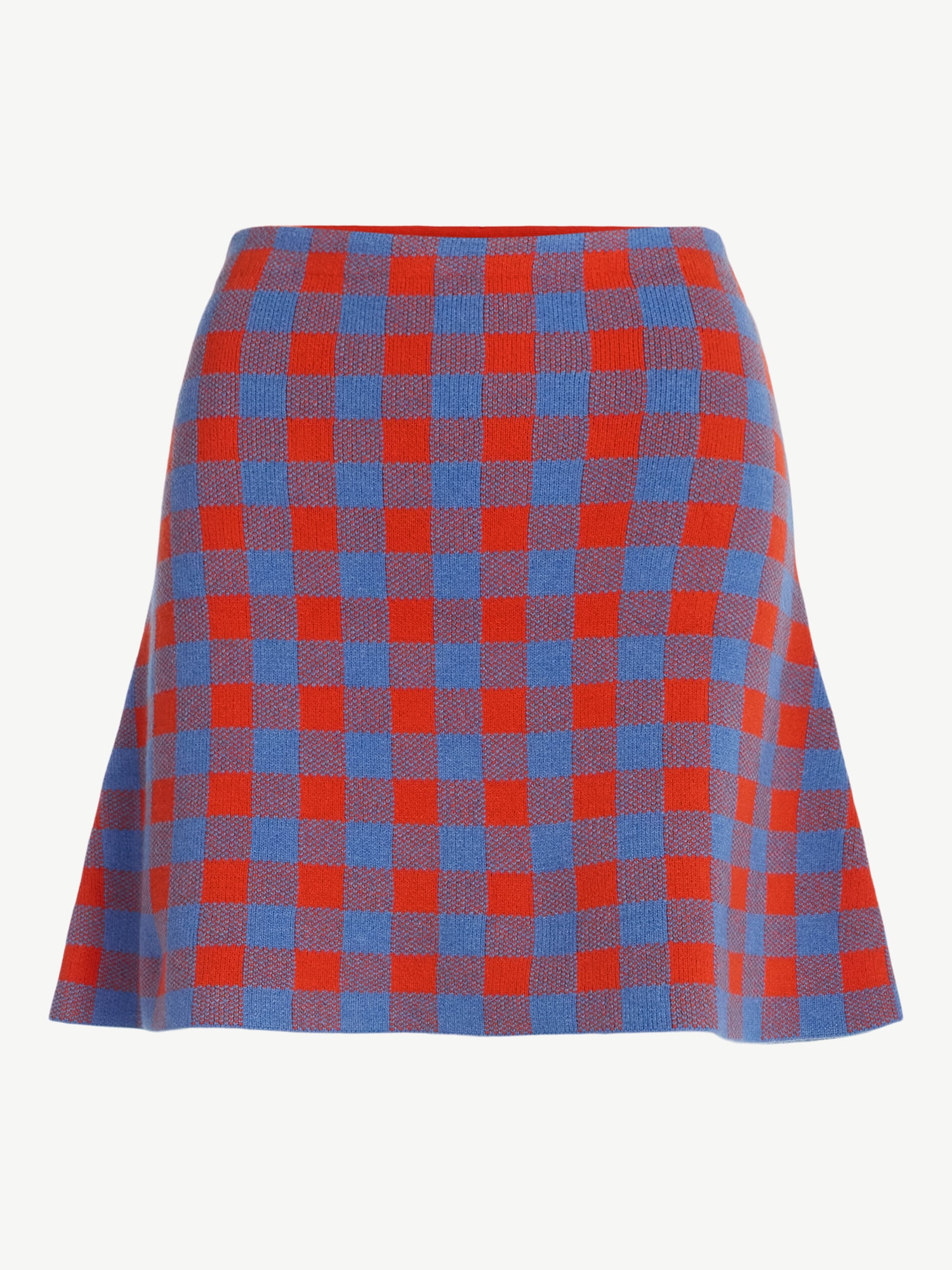 Free Assembly Women's Fit and Flare Plaid Mini Sweater Skirt, Sizes, XS-XXL