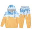 thumbnail image 7 of Rhoudy Girls Clothing 4-5 Years Fall Long Sleeve Top And Pants Two Piece Outfit Ice Cream Print Hooded Suit Winter Jogger Set Trend Outfits Blue, 7 of 7
