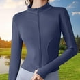 thumbnail image 6 of amagogo Gym Tops Women with Windproof Stand up Collar Casual Full Zip Running Jacket S Deep Blue, 6 of 9