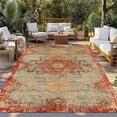 thumbnail image 3 of Outdoor Rug 4x6 ft Orange Blue Boho Floral Waterproof Outdoor Patio Rug Mat Non Slip Outside Area Rugs Carpet for RV,Camping,Porch,Deck,Pool,Balconybackyard,Medieval Vintage Texture, 3 of 9