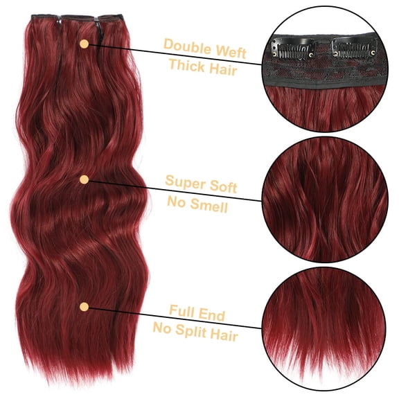 WEIF-Clip In Red Hair Extensions Clip ins 20Inch Hair Extension Clip Red Hair Extensions Synthetic Thick Hair Piece for Women(Wine Red)