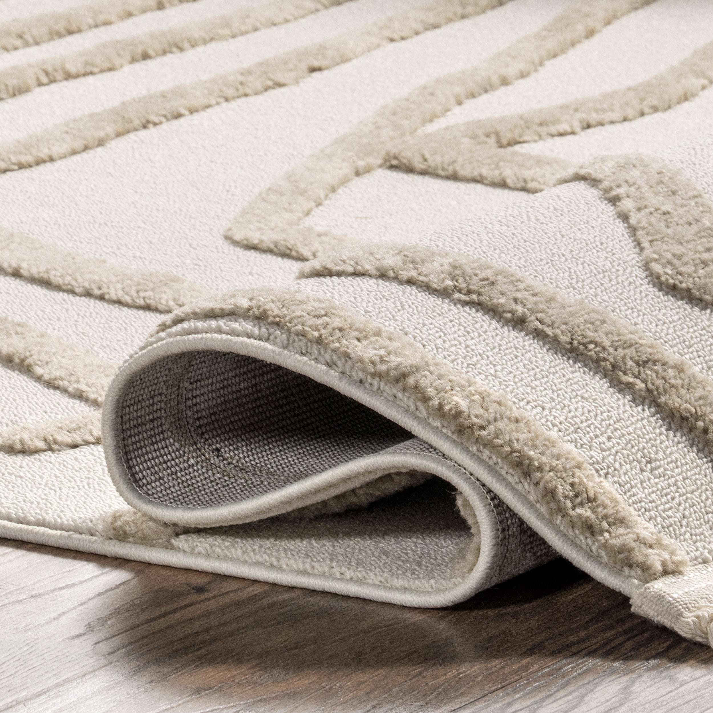 nuLOOM Tenisha High/Low Abstract Tassel Area Rug, 4' x 6', Ivory