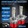 thumbnail image 2 of For Toyota Yaris 2004-2009 2010 2011 2012 2013 2014 2015 2016 2017 2018 2019 LED Headlight Bulbs 9003 H4 High and Low Beam 2pcs, 2 of 10