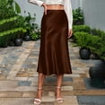 thumbnail image 2 of Giftesty Women's Elegant Solid Color Silk-Like Satin Side Zipper A-Line Midi Skirt for Daily Casual Wear, 2 of 9