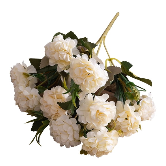 Artificial Hydrangea Flower Bouquet Silk Faux Peony Ball Mum Arrangement Plastic Stem Wedding Home Table Centerpiece Garden Floral Decoration