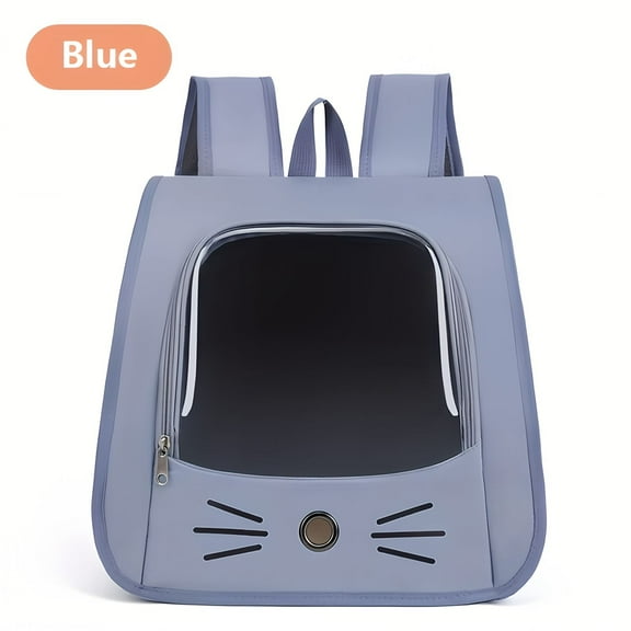 Ultra-Breathable Large Cat Carrier Backpack - Transparent & Ventilated Pet Travel Bag for Comfortable & Safe Trips with Cats & Small Dogs-blue