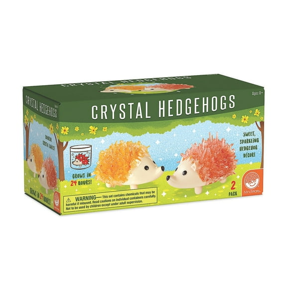 MindWare Crystal Growing Kits: Hedgehogs Warm Colors Set of 2, Cute DIY Crystal Growing Kits for Kids & Teens, Mini Science Experiment, Crystals Grow in 24 Hours