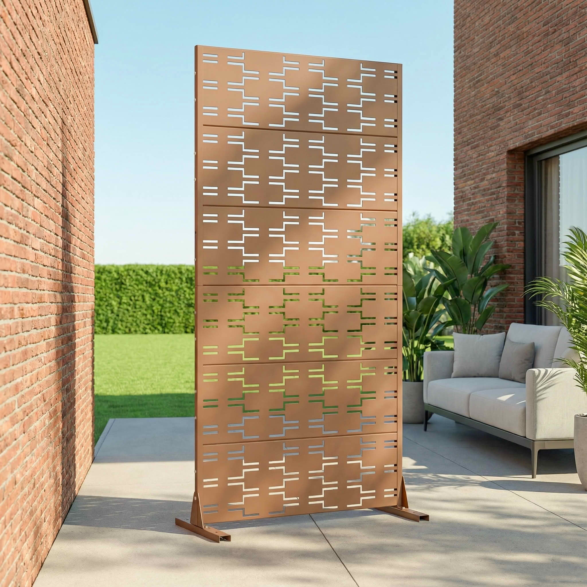 MAYEERTY 72x35 Brown Outdoor Natural Privacy Panel Screen, 6 Piece Set Natural Folding Divider for Backyard and Garden