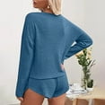 thumbnail image 4 of TrendVibe365 Knit Lounge Sets for Women Plus Size Solid Color Knit Crewneck Long Sleeve Shirts and High Waist Shorts Basic Travel Pajamas Lounge Set Loungewear Summer Outfits, 4 of 7