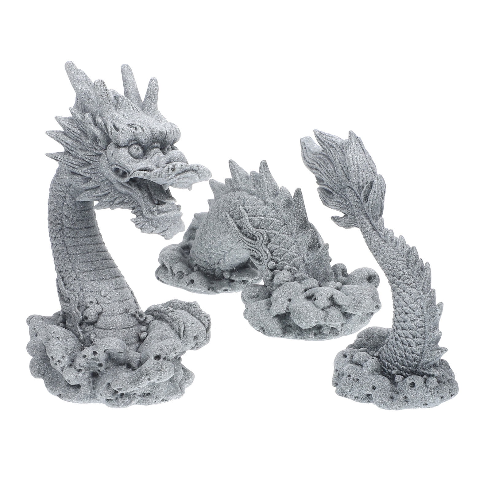Clispeed Grey Sandstone Chinese Dragon Figurine Unique Indoor Decorative Art Sculpture for Home and Office Display