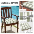 thumbnail image 3 of Outdoor Patio Cushion Covers 2 Pack Sage Green Striped Patio Chair Cushion Covers with Ties and Zipper Rustic Farmhouse Stripes Waterproof Outdoor Seat Cushion Covers for Patio Furniture 22"x22", 3 of 9