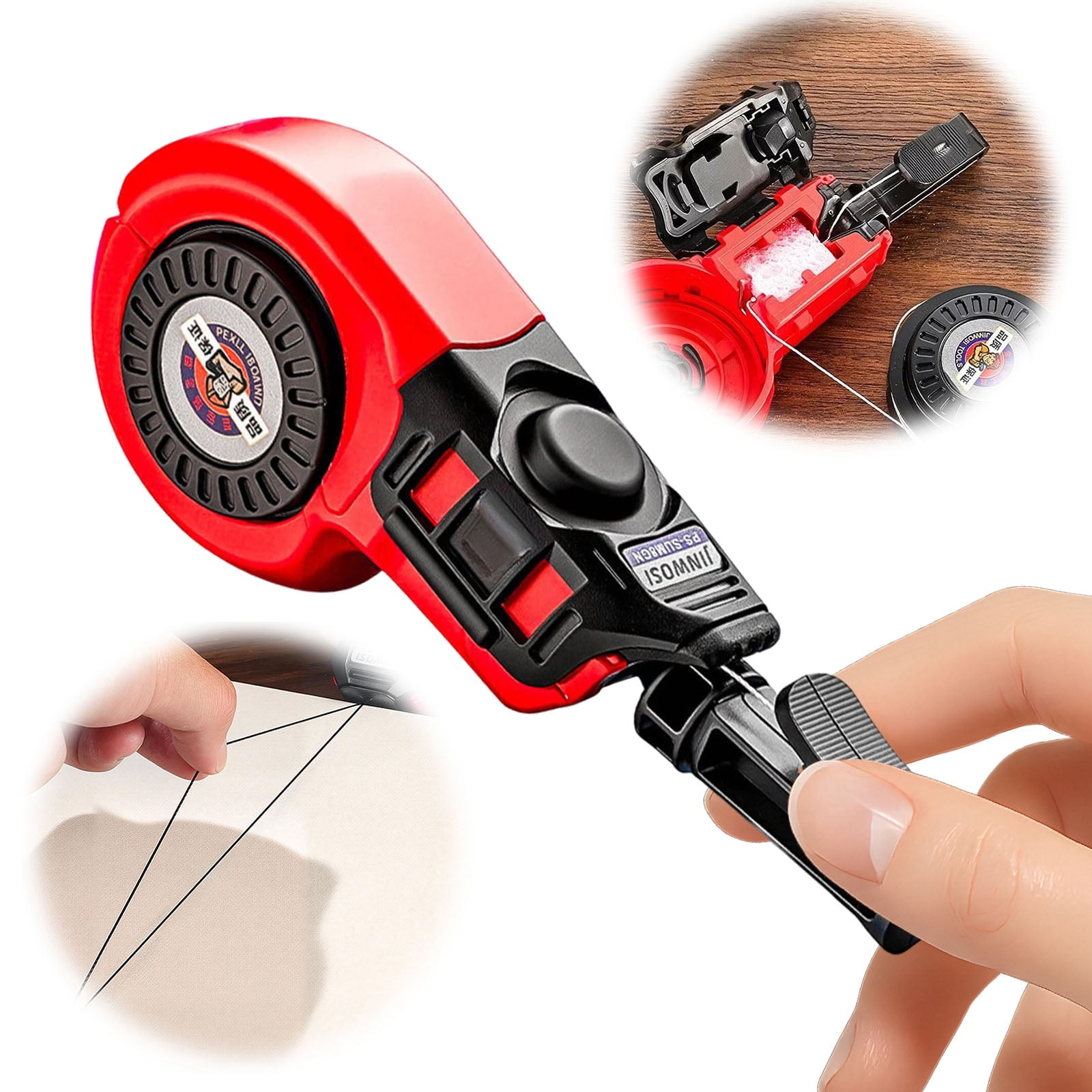 Hersfrd Construction Measuring Tool Automatic/manual Marking Tool Dual-mode Automatic Plastic Carpenter Ink Marker Duct Chalk Line Woodworking Measuring Tools (B)