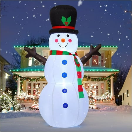 GOOSH Christmas Inflatable 4 FT Blow Up Snowman Inflatable, Outdoor Snowman Christmas Decorations Blowup Snowman with LED Lights Built-in, Xmas Inflatables Outdoor Decorations Clearance for Holiday