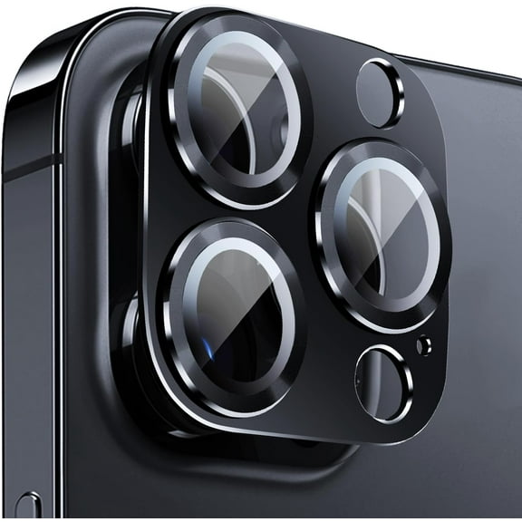 for iPhone 15 Pro/iPhone 15 Pro Max Camera Lens Protector,HD Tempered Glass Titanium Alloy Metal Full Coverage Camera Cover Anti Scratch Case Friendly-Black Titanium
