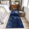 thumbnail image 5 of 2x6 Kitchen Runner Rug, Navy Blue Non-Skid Rubber Backing Large Rectangle Rugs - Living Room Bedroom Home Office, Retro Oil Painting Modern Abstract Art Aesthetics Indoor Floor Carpets Washable Rug, 5 of 9