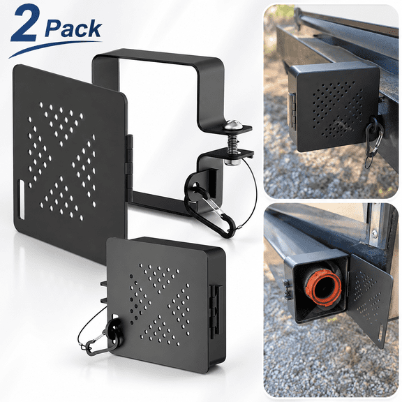 USTOP 2 Pack Aluminum RV Bumper End Cap,Fits Standard 4-Inch Square Camper Bumpers, No-Insect Vent Holes, Secure Sewer Hose Storage, Must-Have Travel Trailer Accessories.