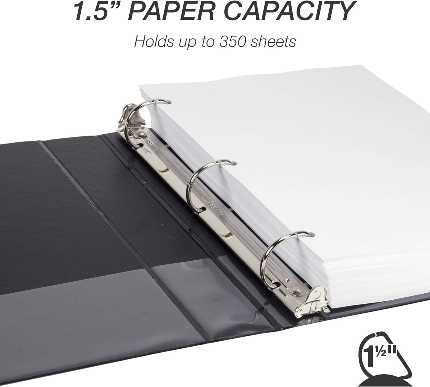 Samsill Durable 1.5 Inch Binder - - D Ring Binder - Customizable Clear View Binder - Black - 4 Pack -Each Holds 350 Pages