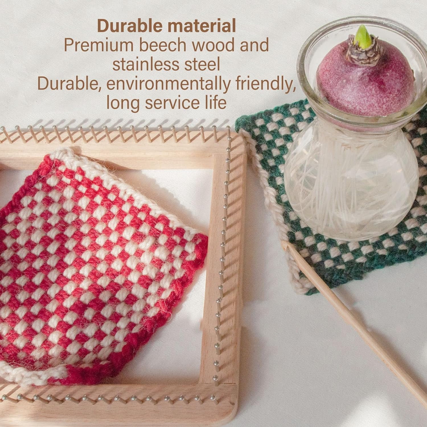 SLGHLSAHG Square Knitting Loom, Household Handmade Weaving Loom, DIY Handcraft Wood Knitting Board Knitting Tool for Weaving Hat, Scarf, Blanket, Shawl for Children & Adults (10 * 10cm) A2542
