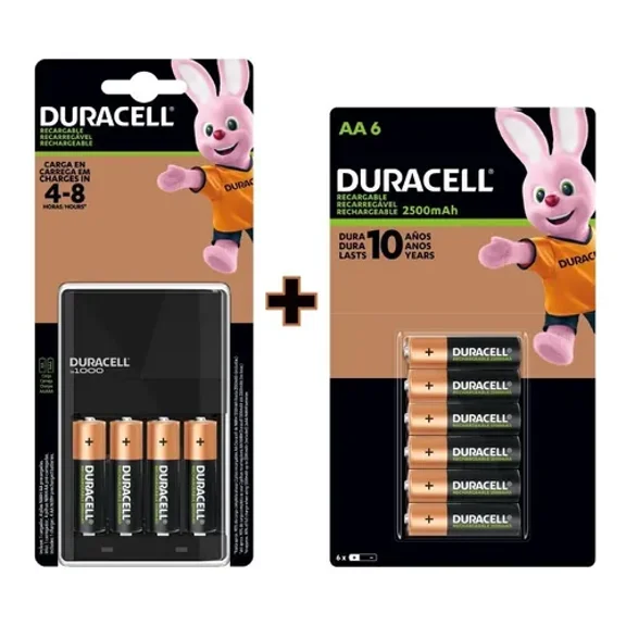 Cargador Duracell + 10 Pilas Aa Recargables 2500 Mah
