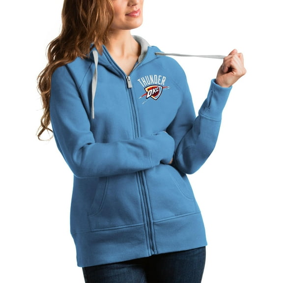 Women's Antigua Light Blue Oklahoma City Thunder Victory Full-Zip Hoodie