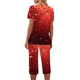thumbnail image 6 of Womens Valentine Day Pajamas Set 2026 Lounge Heart Printed Plus Size Short Sleeve and Capri Pants Women 2 Piece Sleepwears, 6 of 7
