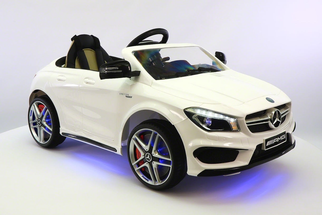 white mercedes ride on car