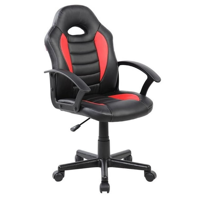 Techni Mobili Fauteuil de Course pour Enfants et Étudiants en Similicuir Rouge/noir
