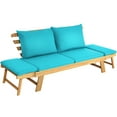 thumbnail image 4 of Topbuy Outdoor Folding Daybed Patio Acacia Wood Convertible Couch Sofa Bed Turquoise, 4 of 7