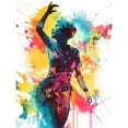 thumbnail image 1 of Holi Festival of Colour Woman Dancing to Music Modern Paint Splatter Artwork Large Wall Art Poster Print Thick Paper 18X24 Inch, 1 of 5