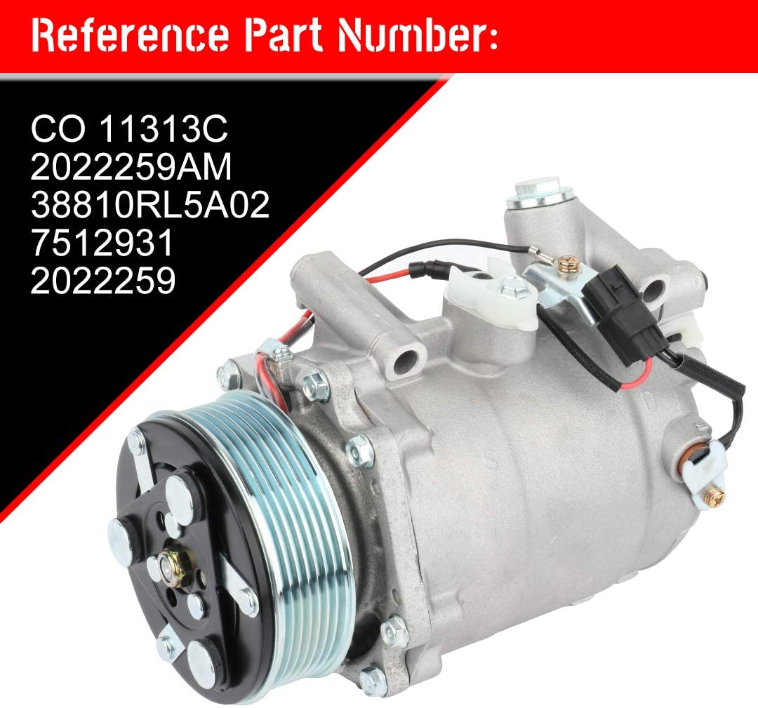 Topcn A/C Compressor For Acura TSX 2.4L 2009-2014 - Direct Replacement 58889, 12V