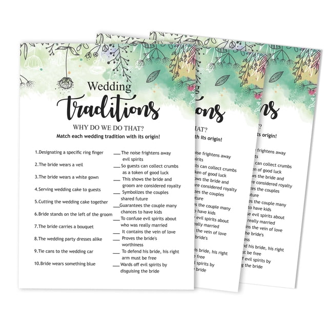Inkdotpot 50-PackGreenery FloralWhy Do We Do That Bridal Wedding ShowerGameBachelorette Party ActivityGameCards