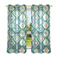 thumbnail image 6 of Yayeee Window Curtains Set of 2 for Living Room Light Filtering 63"x52", Green Geometric Flowers, 6 of 7