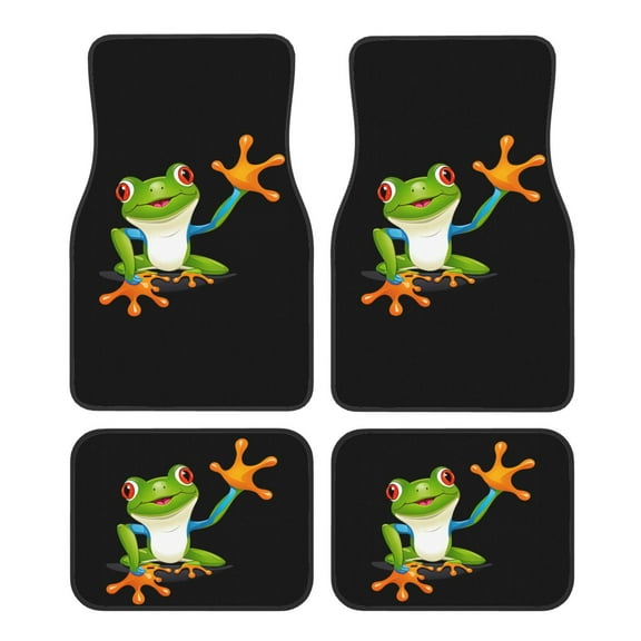 KAKALAD Funny Frog Car Floor Mats 4PC Set Carpet Protection, Universal Fit for Car SUV VA & Truck, Vehicle Front & Rear