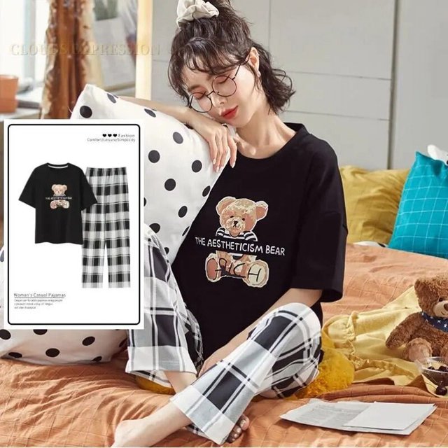 Conjunto de Pijama grande de manga corta para Mujer, ropa de dormir de punto de algodón con lunares, Pijama elegante para el hogar, 5XL, Verano