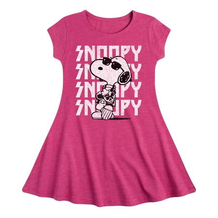 

Peanuts - Snoopy Rock Name Repeat - Toddler And Youth Girls Fit And Flare Dress