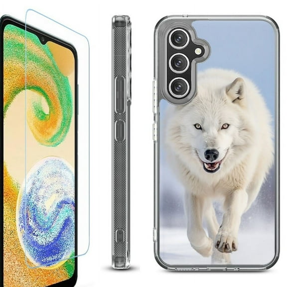 OneToughShield ® Compatible with Samsung Galaxy A15 5G, Shockproof Bumper Phone Case, with Tempered Glass Screen Protector - Arctic Wolf