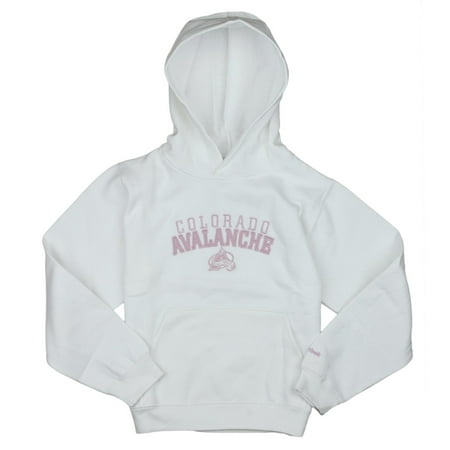 Colorado Avalanche Youth Fleece - Reebok NHL Youth Girls Colorado Avalanche Pullover Hoodie - White / Pink