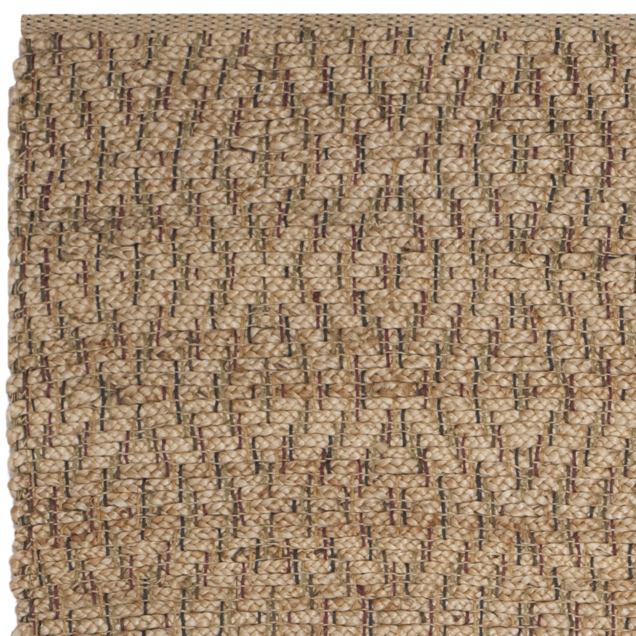 SAFAVIEH Natural Fiber Haven Geometric Braided Jute Area Rug, Natural/Red, 5' x 8'