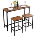 thumbnail image 1 of VEVOR Bar Table, 3PCS 47″ Bars Tables Set, Bar Tables and Chair Set with Rounded Edge Design, Rectangular Pub Table with Two Stools for Office Desk, Breakfast Corner, Mini Bars, Rustic Brown, Black, 1 of 9