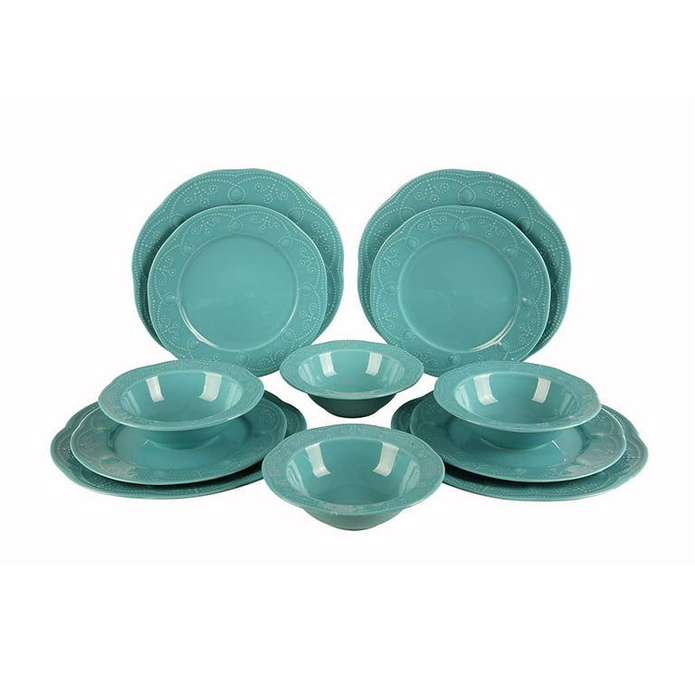 Arzezum Store Kutahya Porselen Fuller Collection, Ceramic 12 Piece  Dinnerware Set for 4, Turquoise