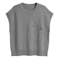 thumbnail image 4 of SUNBS Short Sleeve Sweater Blouses for Women Crew Neck Shirts Loose 3D Floral Tops Fall Knit Vest Trendy Fashion Clothing, 4 of 11