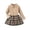 Coffee, variant on Girls Fall Winter Knit Plaid Pleated Skirt Striped Collar Long Sleeve School Outfit For Kids