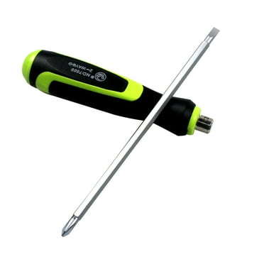 2 in 1 Adjustable-Length Screwdriver #2(PH2) Phillips 6.3mm Slotted Magnetic Dual End Screw Driver
