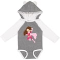 thumbnail image 3 of Inktastic Superhero Girl, Cute Girl, Brown Hair, Pink Cape Girls Long Sleeve Baby Bodysuit, 3 of 5