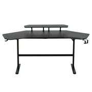 Techni Sport TS911D Gaming Desk with Shelves & Accessory Holder, Black