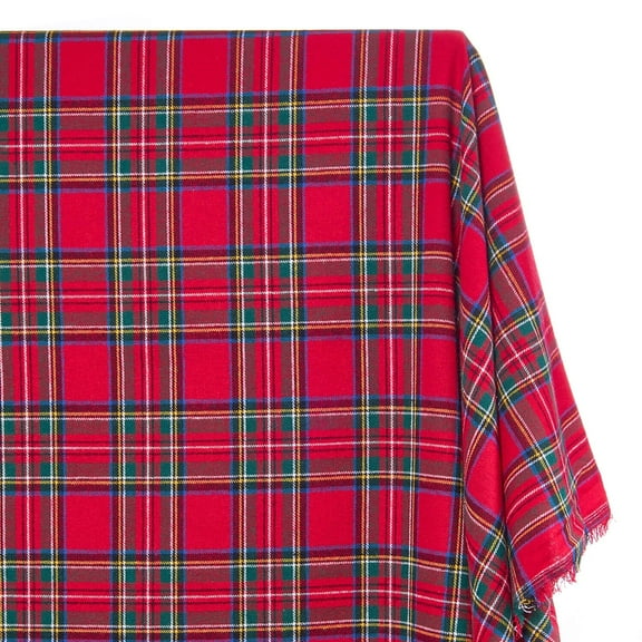 Red Plaid Cotton Flannel Fabric - 100% Cotton 57/58" Sold By The Yard