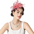 thumbnail image 2 of Tulle Mesh Headpiece,Elegant Hat Clip,Party Performance Hair Accessories,Delicate Lightweight Tulle Mesh Craft With Minimalist Decorative Design,Exquisite Hair Clip Ornament For Party,Watermelon Red, 2 of 8